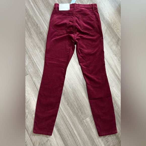 LOFT Red Skinny Corduroy Pants Petite - Picture 2 of 6